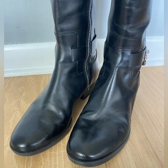 michael KORS Ryan Leather Black Riding Knee Boots - Picture 5 of 14